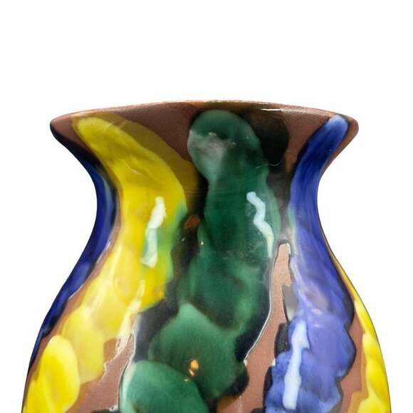 Large Talavera Tonala Vase Vessel Multicolor Pottery Signed F Guerrero G Mexico - Picture 2 of 15